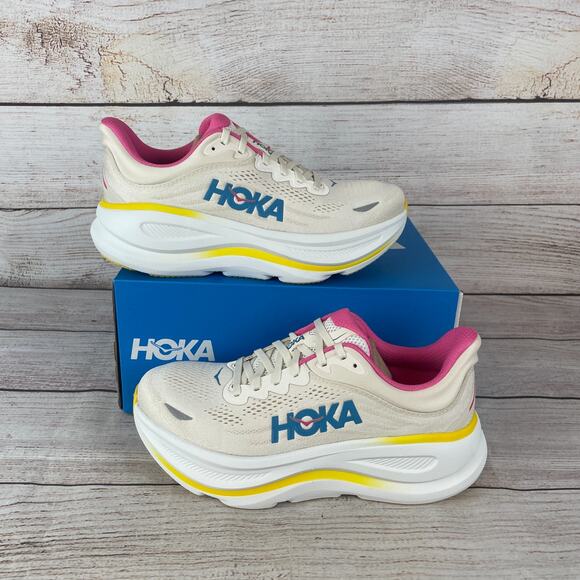 Hoka One Bondi 9 Womens Sz 8.5B Running Shoes Alabaster Birch - Picture 1 of 11